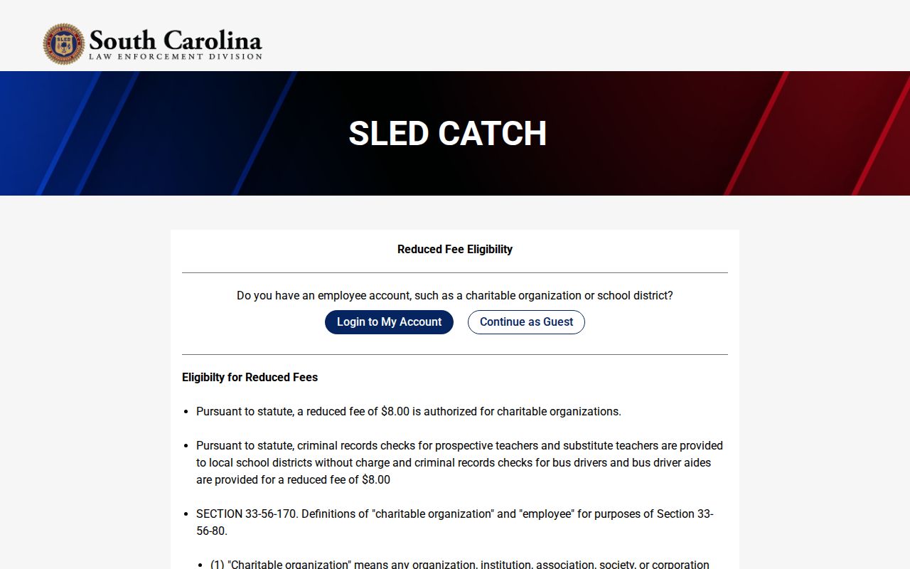 Clarendon County criminal history CATCH user choices