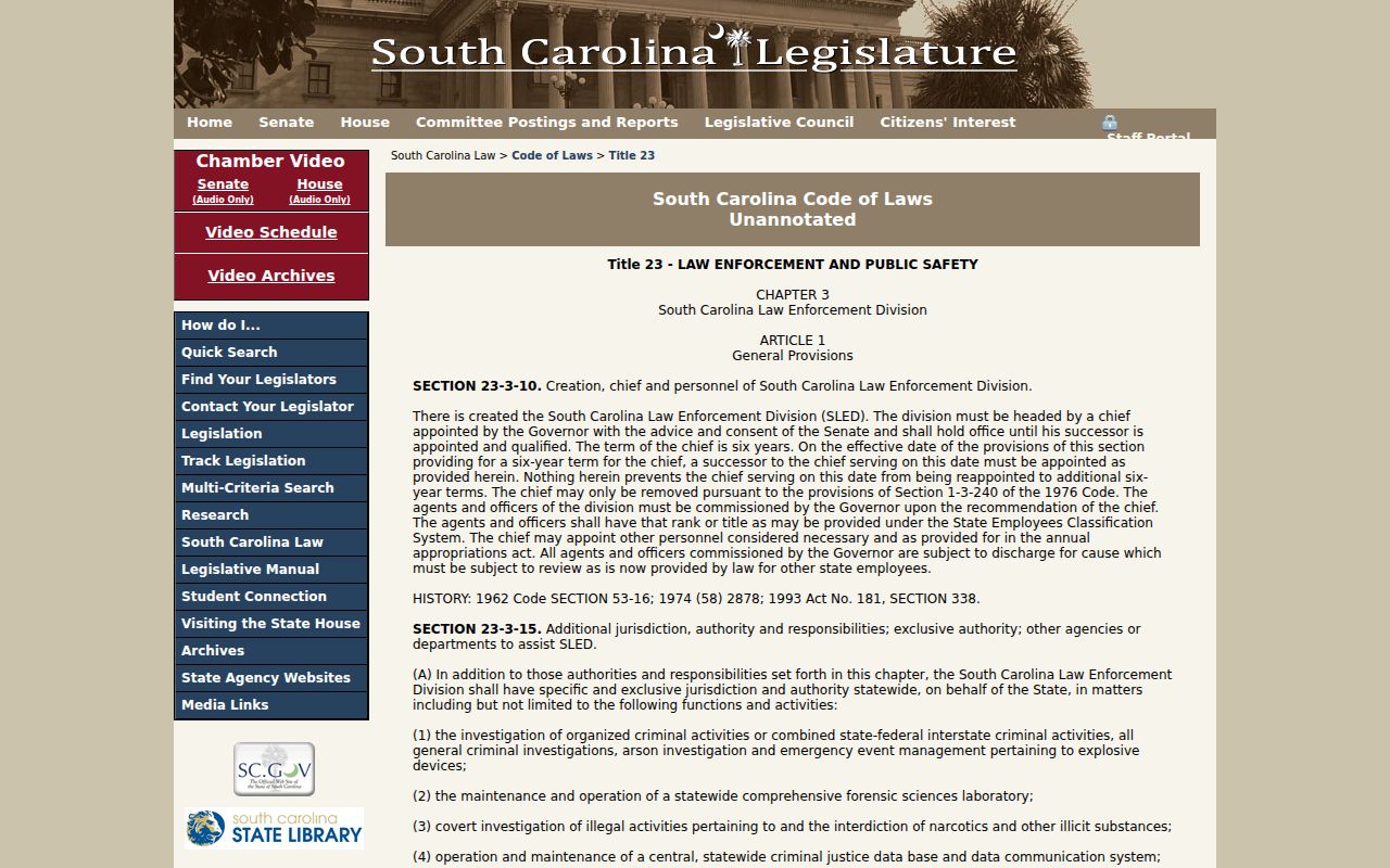 Clarendon County criminal records fingerprint submission law