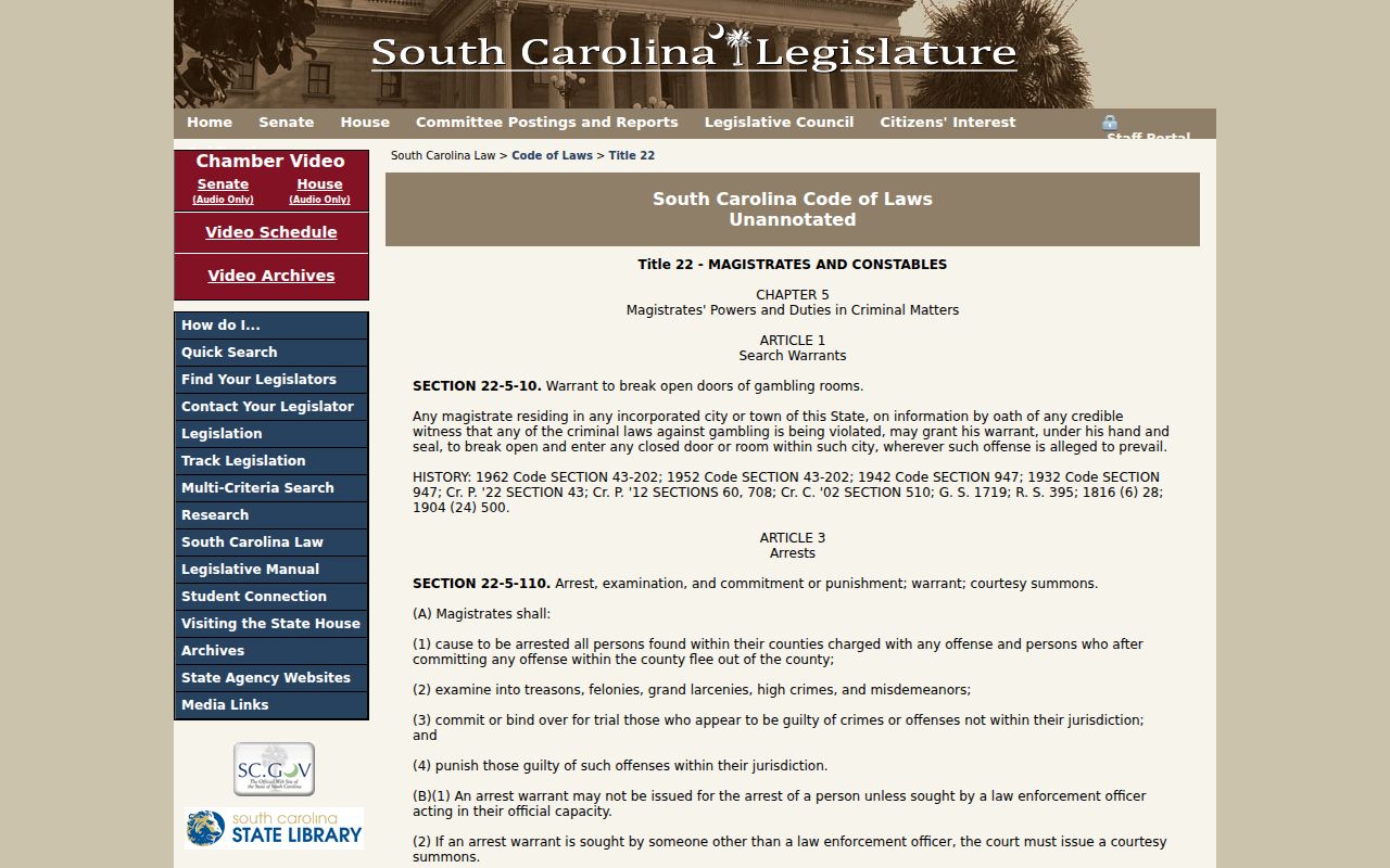 South Carolina law related to Clarendon County criminal records and registry distinctions