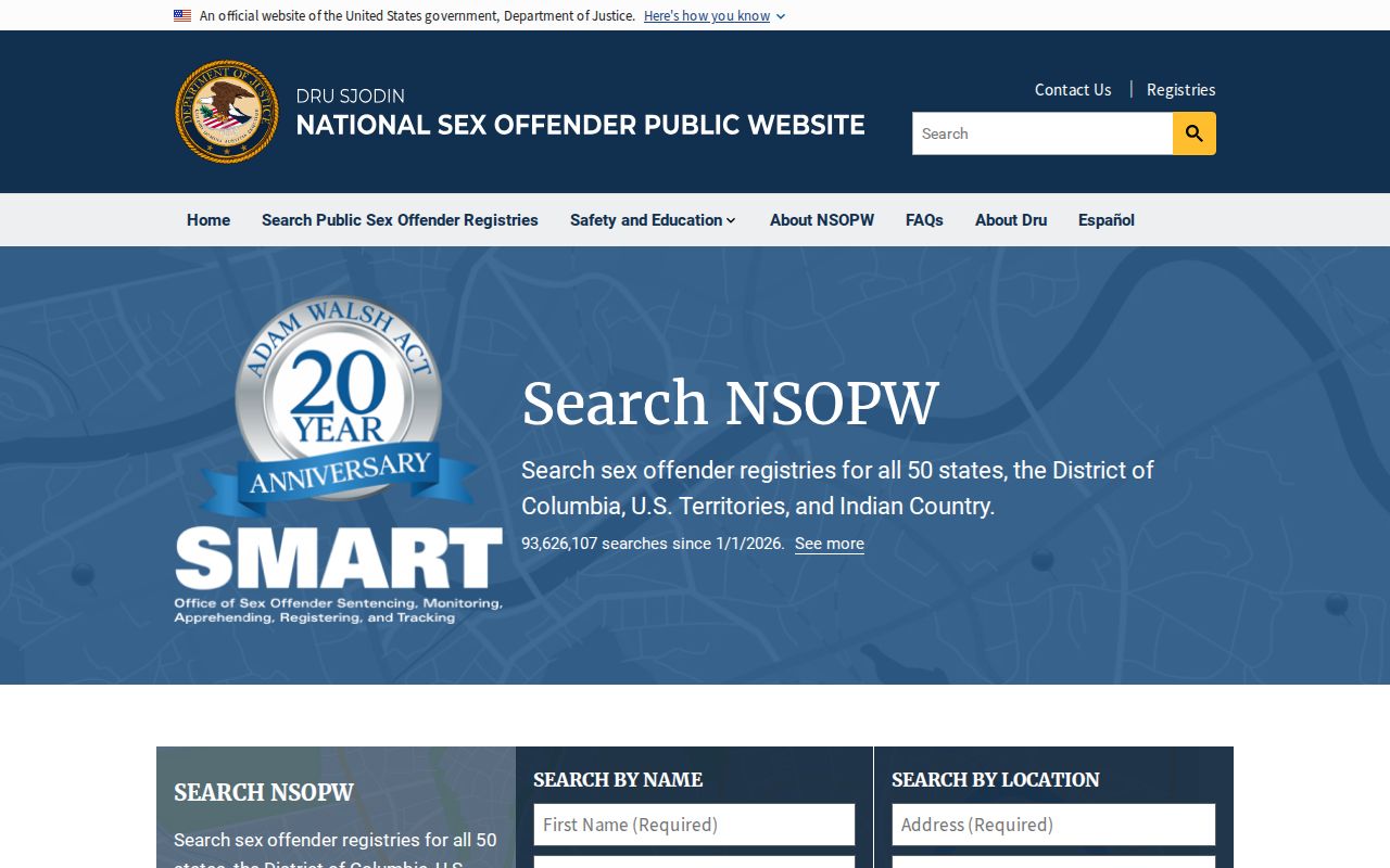 National registry layer for a Clarendon County sex offender check